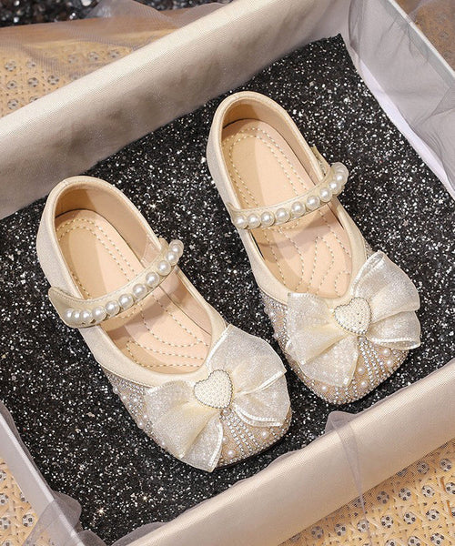 Kids Bead Shoes Buckle Zircon Apricot Flat Nail Feet Girls Strap FashionChic