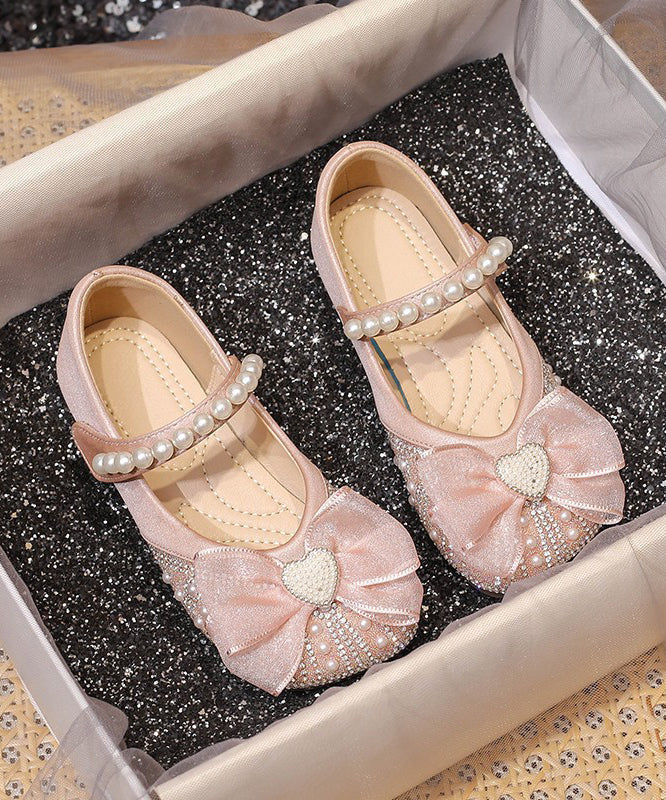 Kids Bead Shoes Buckle Zircon Apricot Flat Nail Feet Girls Strap FashionChic