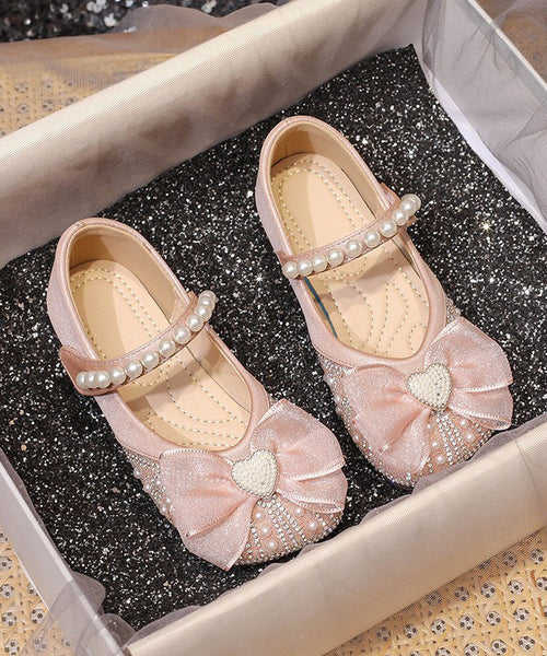Kids Bead Shoes Buckle Zircon Apricot Flat Nail Feet Girls Strap FashionChic