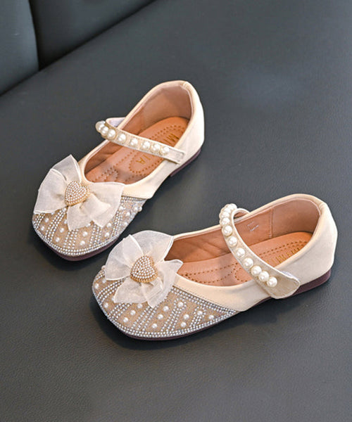 Kids Bead Shoes Buckle Zircon Apricot Flat Nail Feet Girls Strap FashionChic