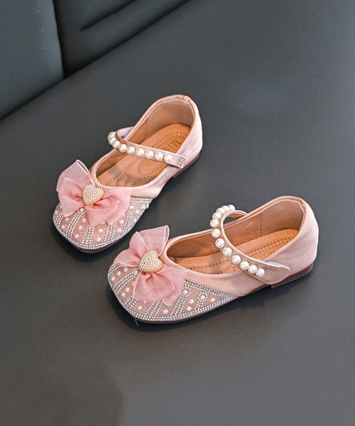 Kids Bead Shoes Buckle Zircon Apricot Flat Nail Feet Girls Strap FashionChic