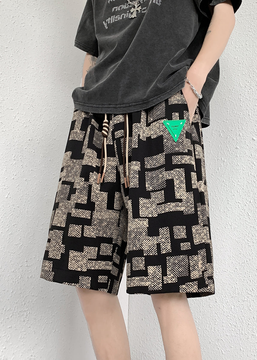 Shorts Apricot Summer French Cotton Pockets Waist Men Elastic FashionChic