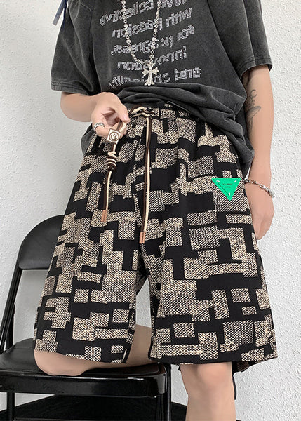 Shorts Apricot Summer French Cotton Pockets Waist Men Elastic FashionChic