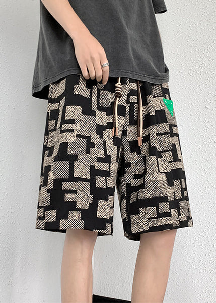 Shorts Apricot Summer French Cotton Pockets Waist Men Elastic FashionChic