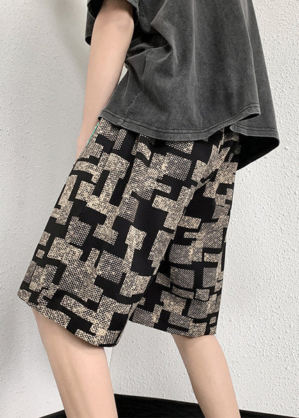 Shorts Apricot Summer French Cotton Pockets Waist Men Elastic FashionChic