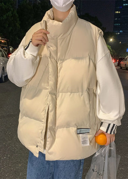 Apricot Pockets Solid Cotton Filled Winter Men Waistcoat Stand Collar EQ023 ABC