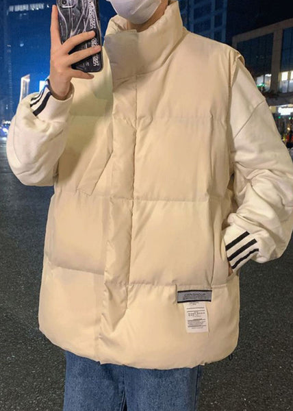 Apricot Pockets Solid Cotton Filled Winter Men Waistcoat Stand Collar EQ023 ABC