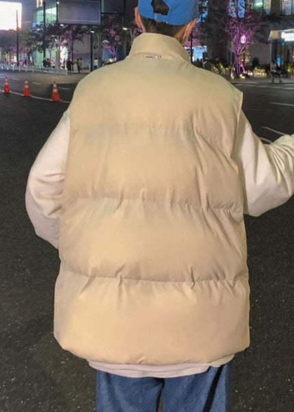 Apricot Pockets Solid Cotton Filled Winter Men Waistcoat Stand Collar EQ023 ABC