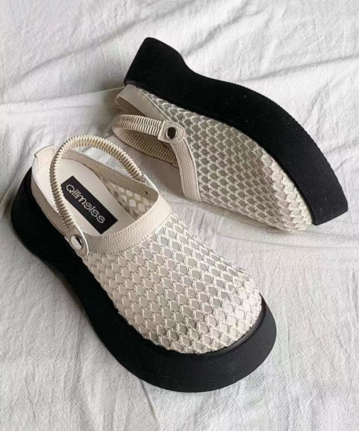 Apricot Sandals Platform Breathable Mesh Casual Splicing DD1043 Shoe-LX240605