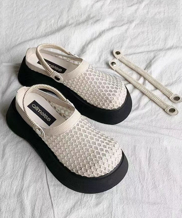 Apricot Sandals Platform Breathable Mesh Casual Splicing DD1043 Shoe-LX240605