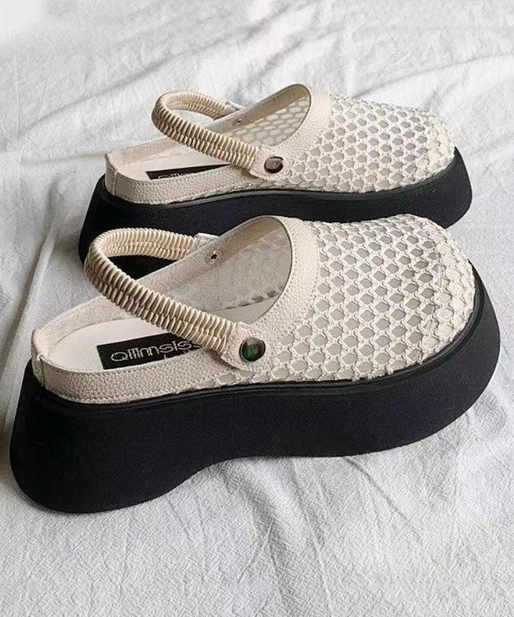 Apricot Sandals Platform Breathable Mesh Casual Splicing DD1043 Shoe-LX240605
