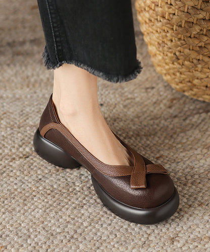 Apricot Sheepskin Splicing Comfortable Platform Loafers WT024 shoe-PDX241030