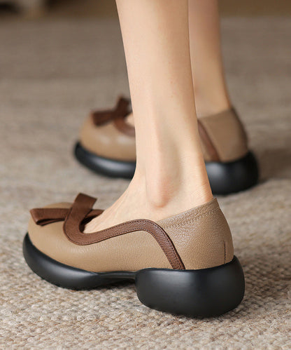 Apricot Sheepskin Splicing Comfortable Platform Loafers WT024 shoe-PDX241030
