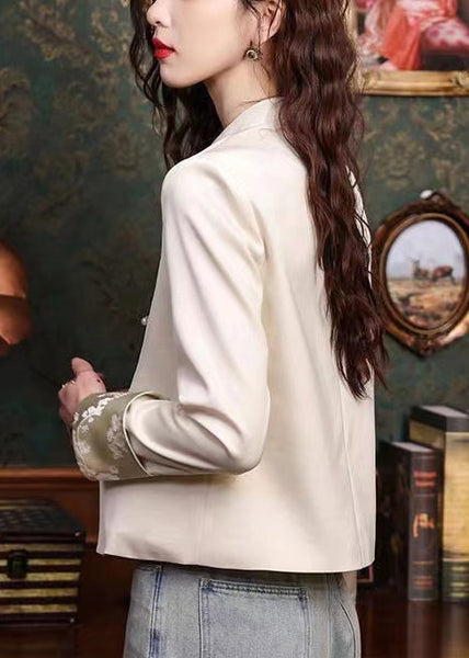 Apricot Silk Coats Tasseled Mandarin Collar Spring YJ045 ABC