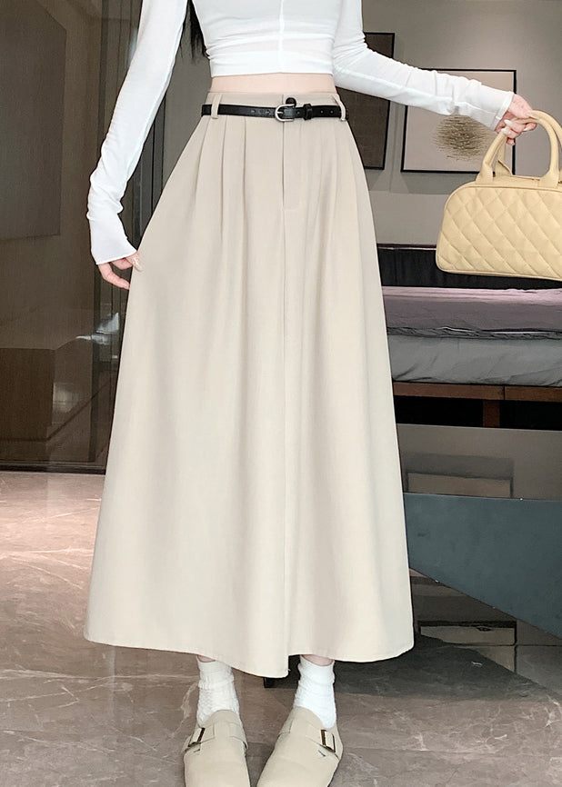 Apricot Simple Style High Waist Wrinkled Skirts Spring QQ1001 Ada Fashion