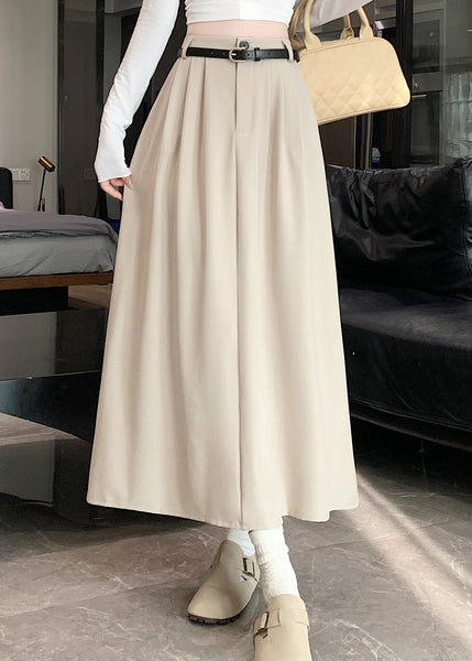 Apricot Simple Style High Waist Wrinkled Skirts Spring QQ1001 Ada Fashion