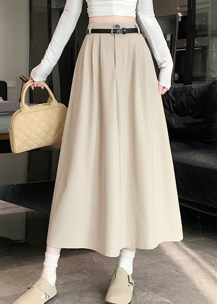 Apricot Simple Style High Waist Wrinkled Skirts Spring QQ1001 Ada Fashion