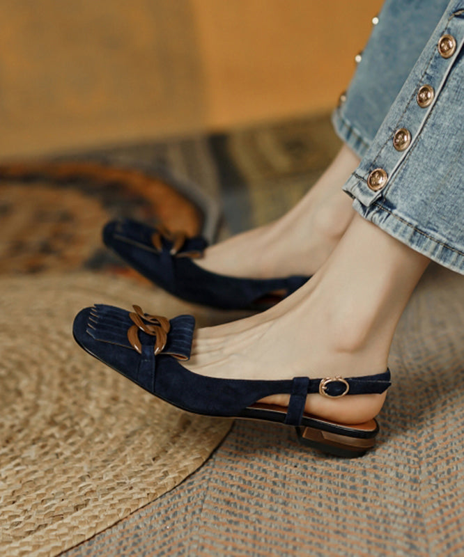 Sequined Apricot Tassel Sandals Water Suede Splicing FashionChic