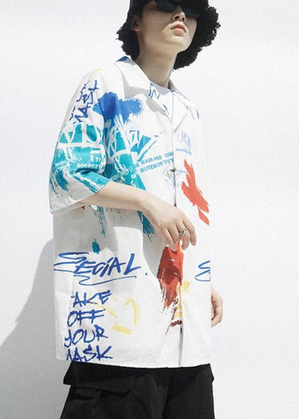 Army Green Cuban Collar Retro Floral Men's Shirt Short Sleeved HG014 Men-Silk-MENSTP240725