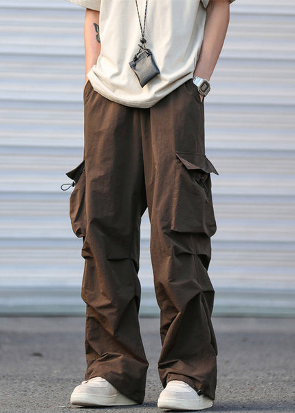 Army Casual Cotton Pants Pockets Drawstring Men Summer Green FashionChic