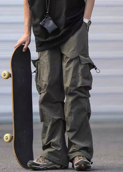 Army Casual Cotton Pants Pockets Drawstring Men Summer Green FashionChic