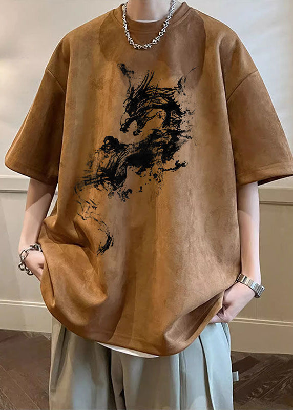 Shirts Faux Oversized Suede Neck T Print O Summer Green Army FashionChic