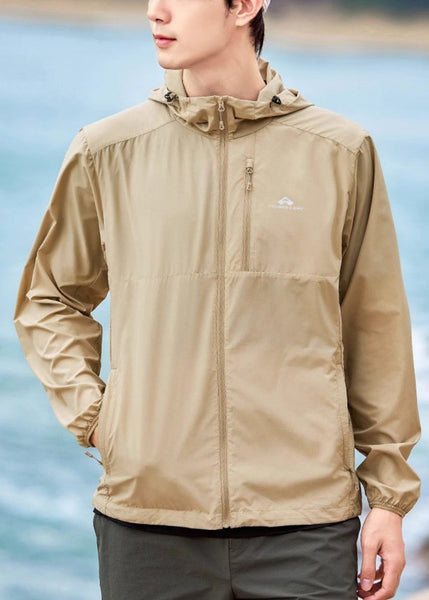 Mens Zippered Army 50+ UPF Pockets Summer Hooded Coat Green FashionChic