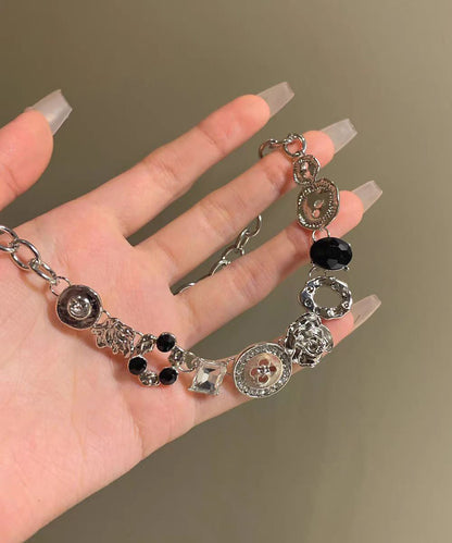 Gratuated Art Zircon Bead Necklace Alloy Button FashionChic