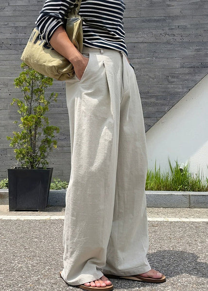 Pants Mens Linen Art Summer Solid Pockets Apricot FashionChic