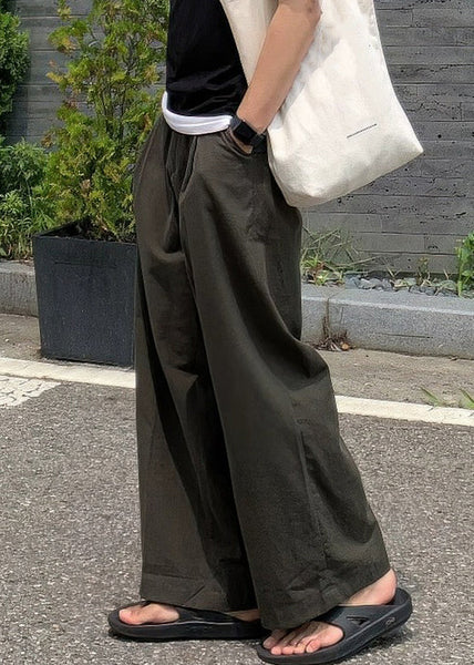 Pants Mens Linen Art Summer Solid Pockets Apricot FashionChic