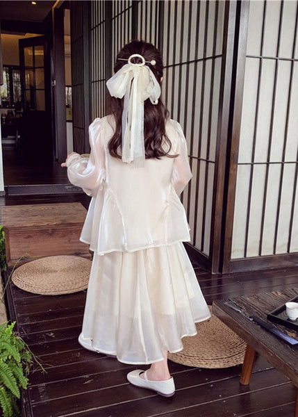 And Silk Two Shirts Kids Maxi Skirts Art Apricot Sequins Button FashionChic