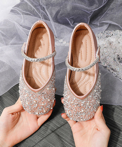Apricot Strap Flat Girls Soft Art Shoes Buckle Sequins FashionChic