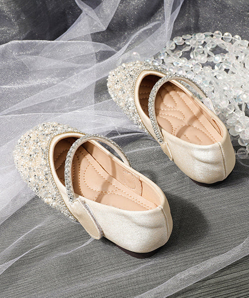 Apricot Strap Flat Girls Soft Art Shoes Buckle Sequins FashionChic