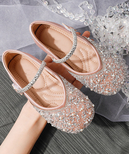 Apricot Strap Flat Girls Soft Art Shoes Buckle Sequins FashionChic