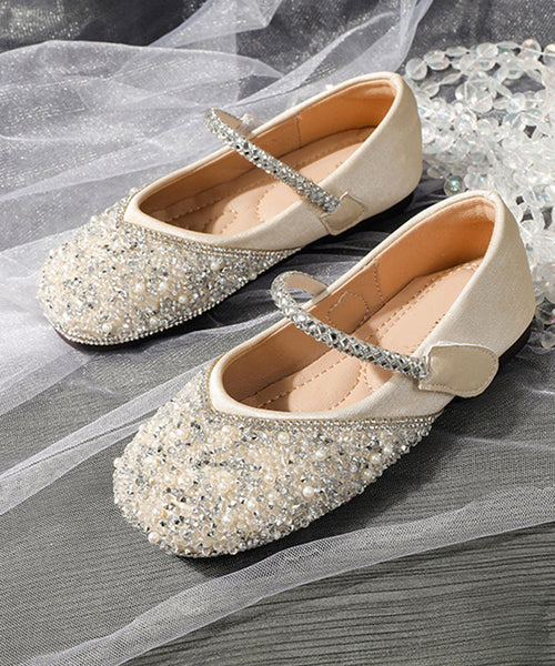Apricot Strap Flat Girls Soft Art Shoes Buckle Sequins FashionChic