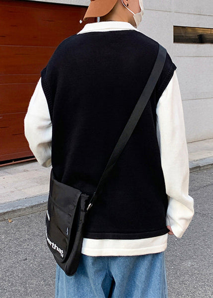 Embroideried Knit Men Art Patchwork Cozy Sweater Spring Beige FashionChic