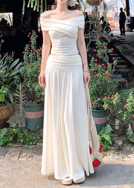 Skirts And Wrinkled Tops Summer Cotton Set Art Beige Two Pieces FashionChic