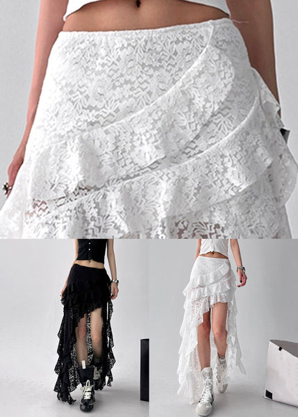 Skirt Art Waist Summer High Black Asymmetrical Lace FashionChic