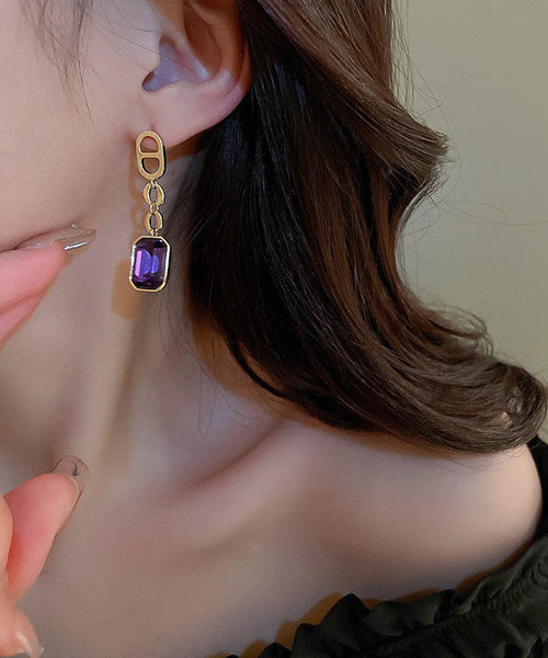 Art Black Copper Zircon Graphic Square Drop Earrings QQ003 JEW-EAR240811