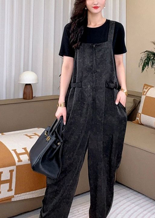 Art Black Oversized Cotton Jumpsuits Two Piece Set Summer YY023 OL-TPIEC2408-16