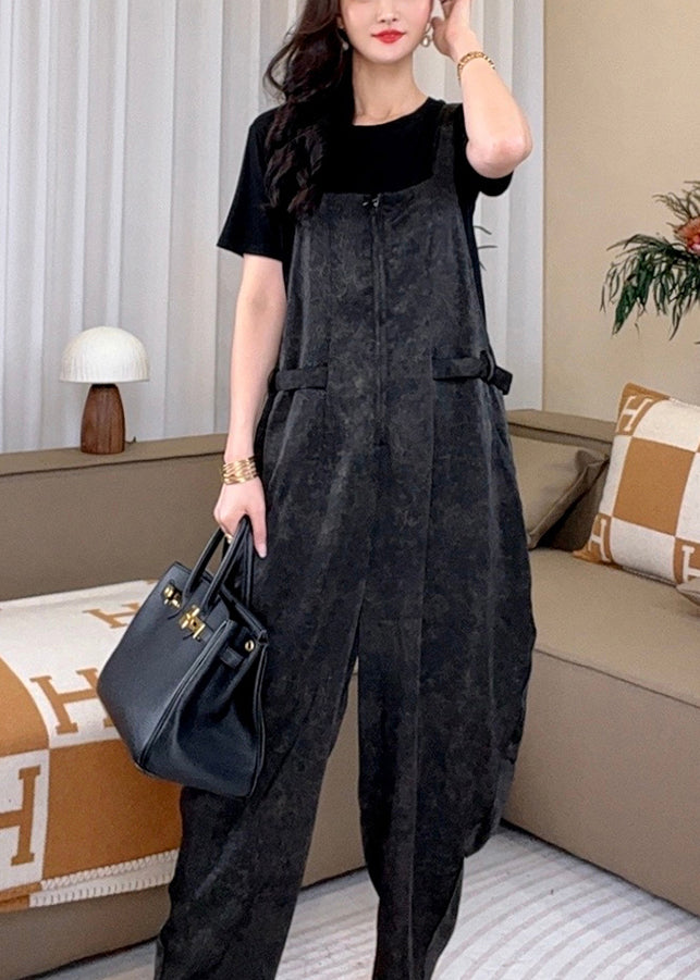 Art Black Oversized Cotton Jumpsuits Two Piece Set Summer YY023 OL-TPIEC2408-16