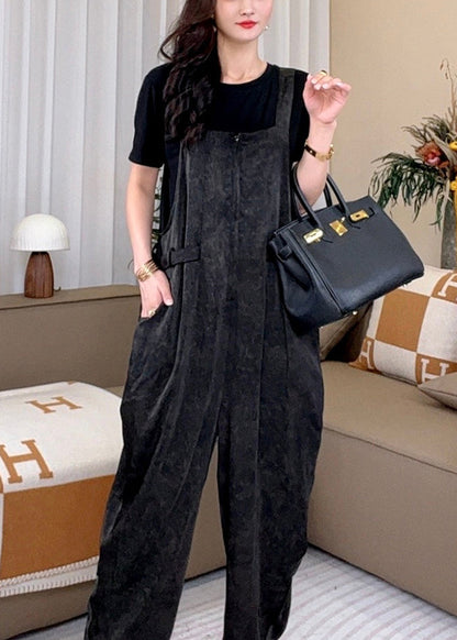 Art Black Oversized Cotton Jumpsuits Two Piece Set Summer YY023 OL-TPIEC2408-16