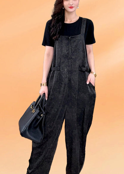 Art Black Oversized Cotton Jumpsuits Two Piece Set Summer YY023 OL-TPIEC2408-16