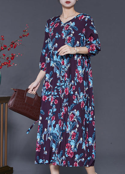 Art Black Oversized Print Silk Robe Dresses Bracelet Sleeve SD1006 Ada Fashion