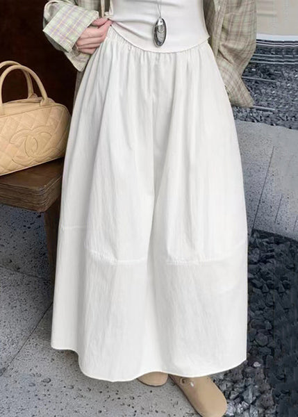 Waist Pockets Elastic Solid Skirt Cotton Fall Black Art FashionChic