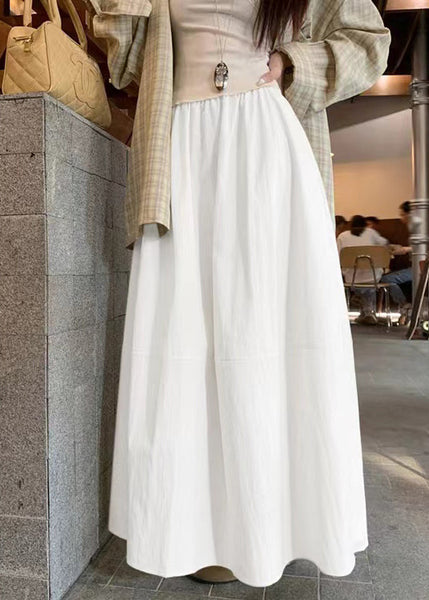 Waist Pockets Elastic Solid Skirt Cotton Fall Black Art FashionChic