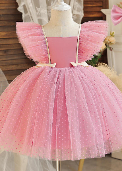 Art Black Square Collar Bow Tulle Kids Mid Dress Sleeveless EW008 WS-JRTZSDM240810