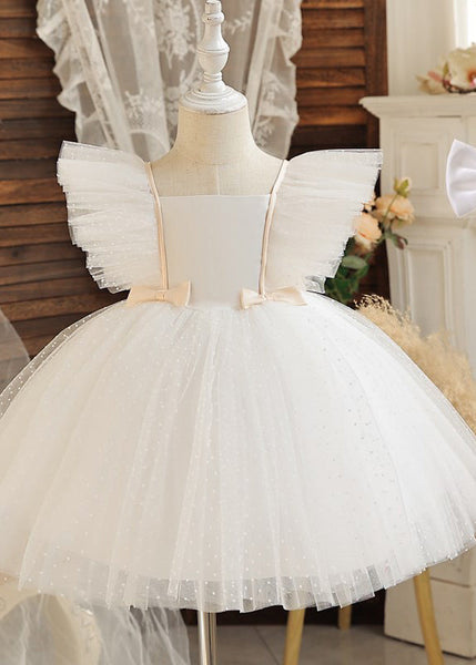 Art Black Square Collar Bow Tulle Kids Mid Dress Sleeveless EW008 WS-JRTZSDM240810