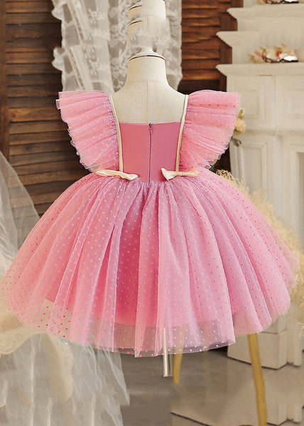 Art Black Square Collar Bow Tulle Kids Mid Dress Sleeveless EW008 WS-JRTZSDM240810