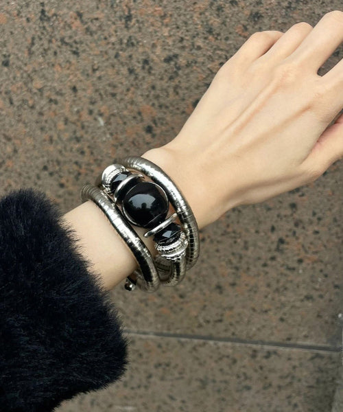 Art Black Stainless Steel Agate Bangle KX1010 Ada Fashion